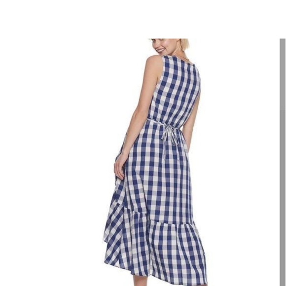 POPSUGAR Plaid Wrap Midi ruffles Spring Summer Dress Size M - Picture 5 of 5